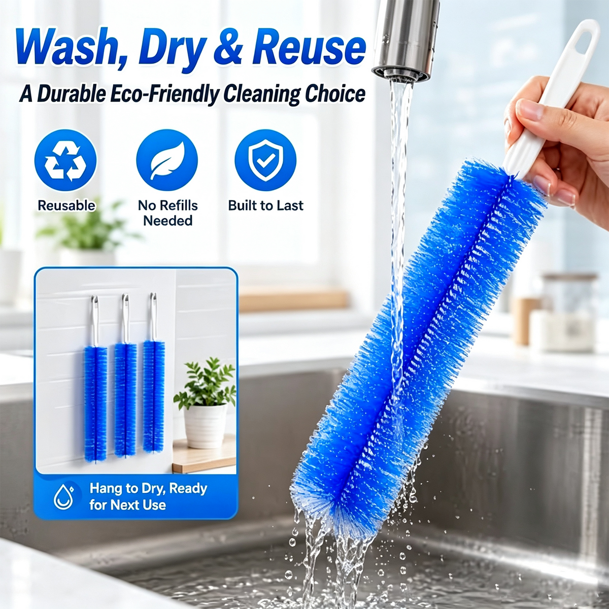 2 Counts Bendable Microfiber Head,Reusable Dust Remover