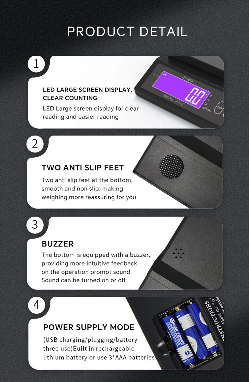 Davy | Stainless steel kitchen scale: 5kg/0.1g or 10kg/1g, waterproof