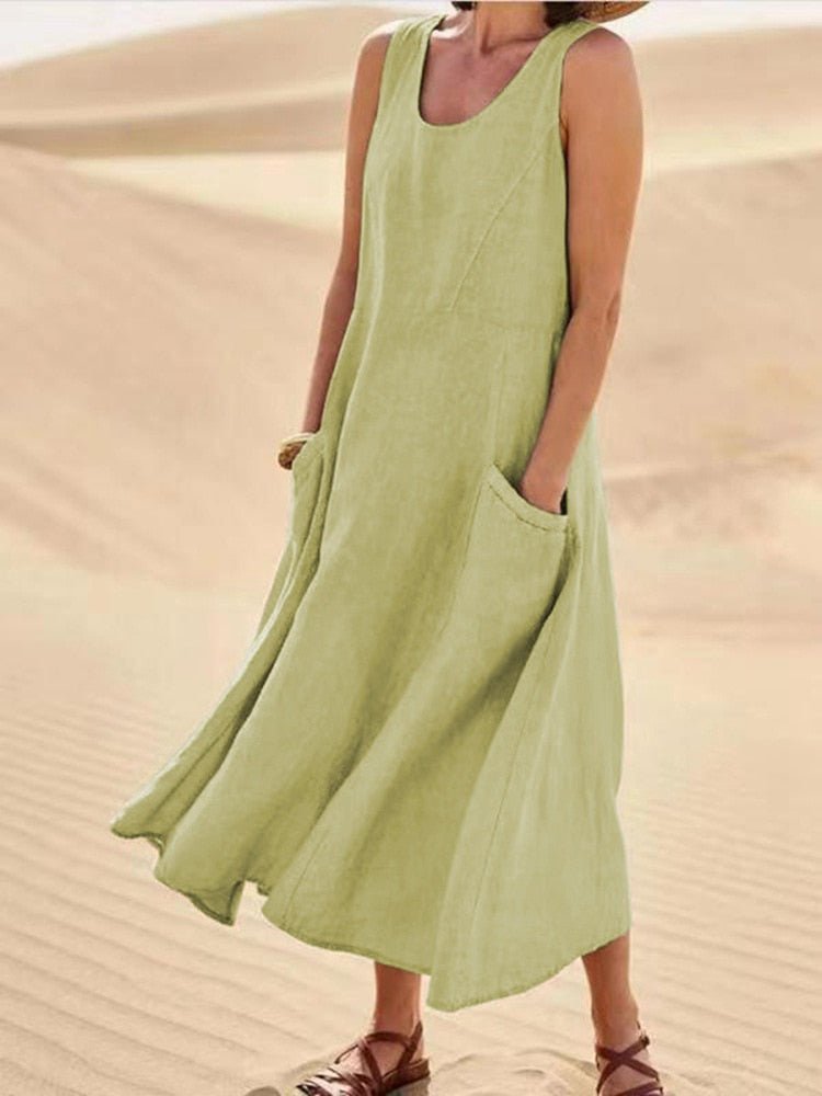 Breezy Linen Blend Midi Dress