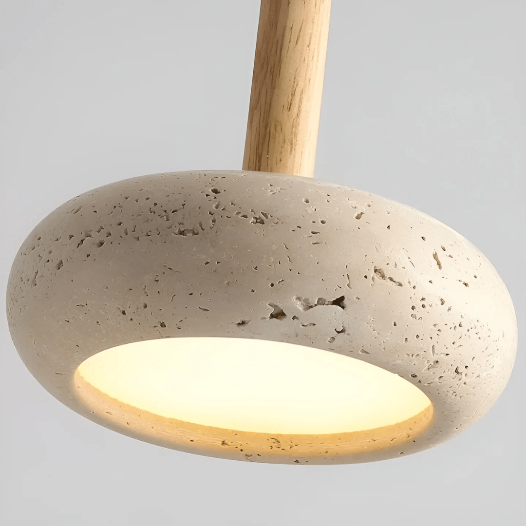 Davy | Wood & Stone Retro Pendant Light for Cozy Ambiance