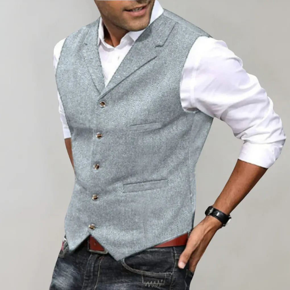 Davy | Men's Herringbone Patterned Dress Vest