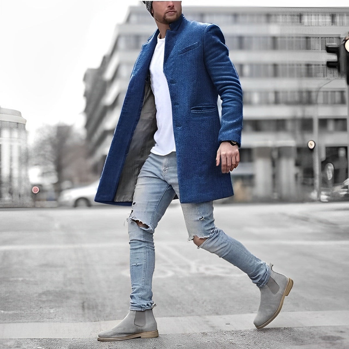 Davy | Men's Tailored Lapel Collar Mid-Length Coat