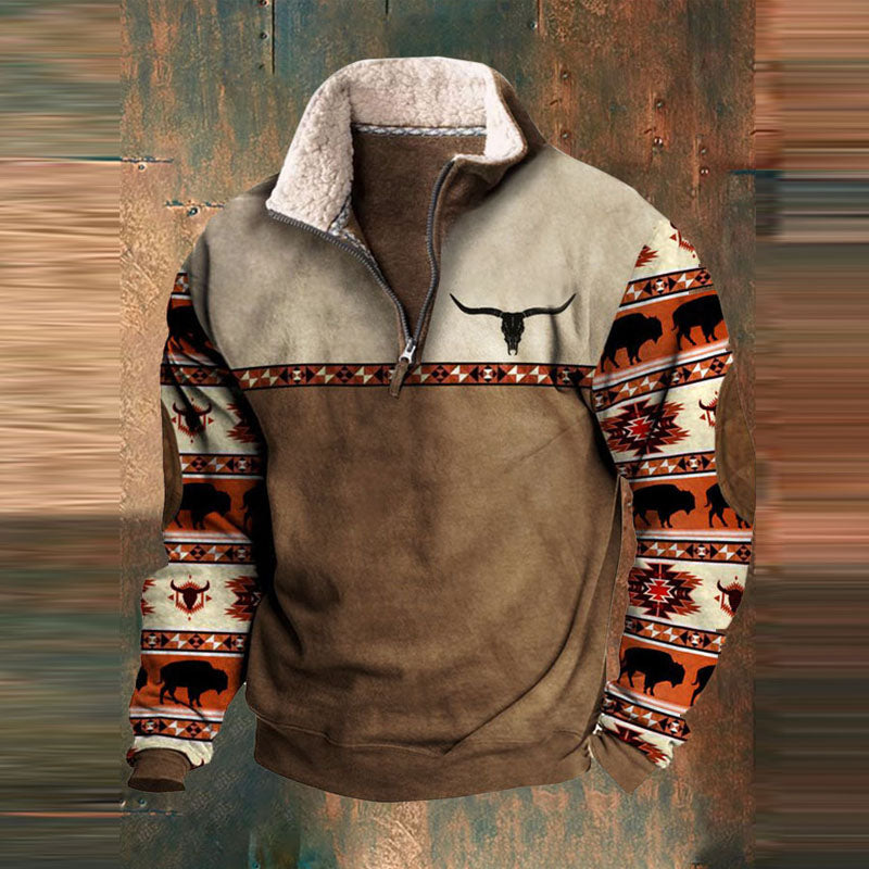 Men's Cozy Patterned Half-Zip Pullover
