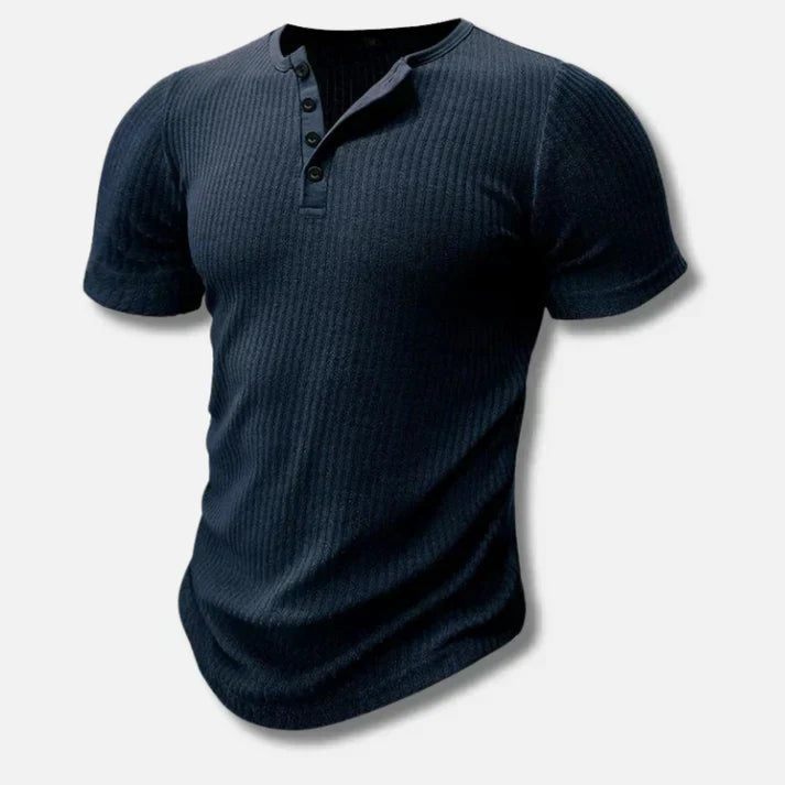 Textured Ribbed Henley T-Shirt