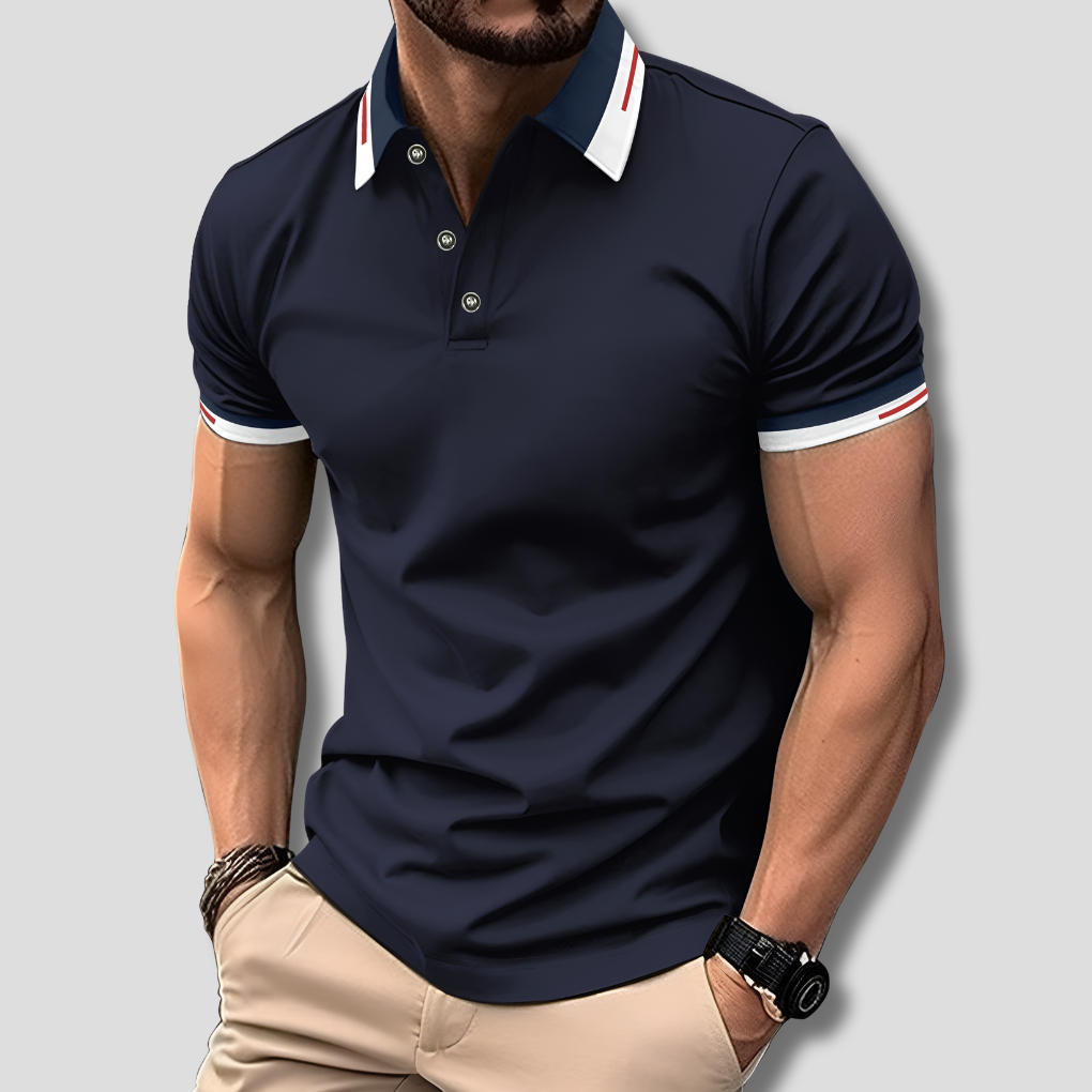 Davy | Striped Collar Versatile Polo Shirt