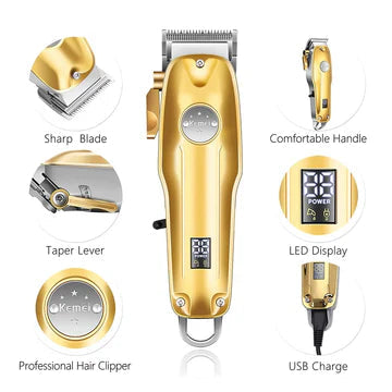 Davy | Professional gold clippers for men, cordless hair grooming set