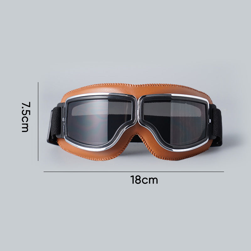 Davy | RoadRider | Vintage Motorcycle Goggles with Interchangeable Lenses and Comfort Padding