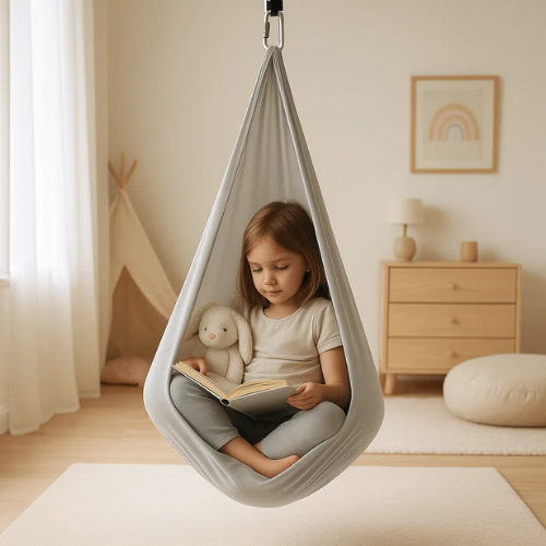 Davy | RustNest Cotton Therapy Sling | Soothing Deep Pressure | Black, 100×280 cm
