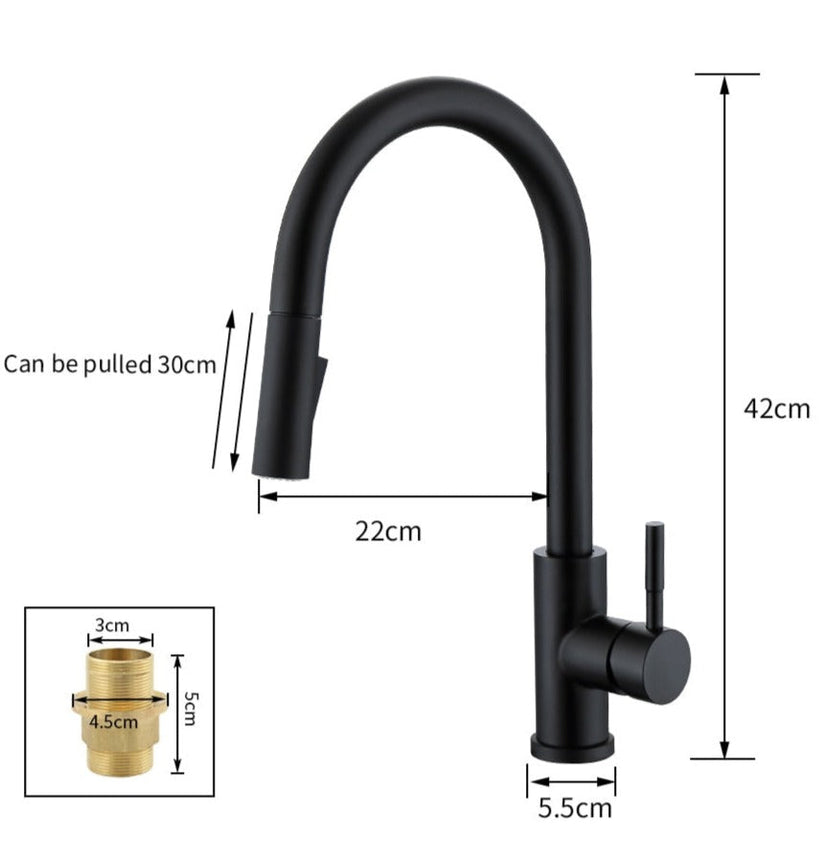 Davy | Smart Pull-Down Kitchen Faucet | Touch-Activated Mixer Tap with Flexible Hose