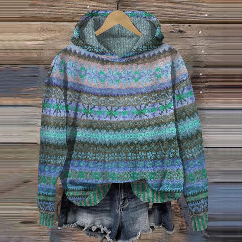 Cozy Fair Isle Knit Hoodie