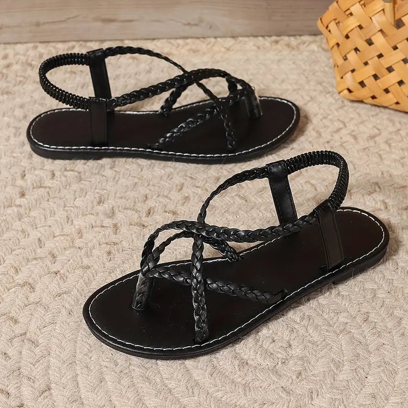 Comfortable Braided Strap Flat Sandals