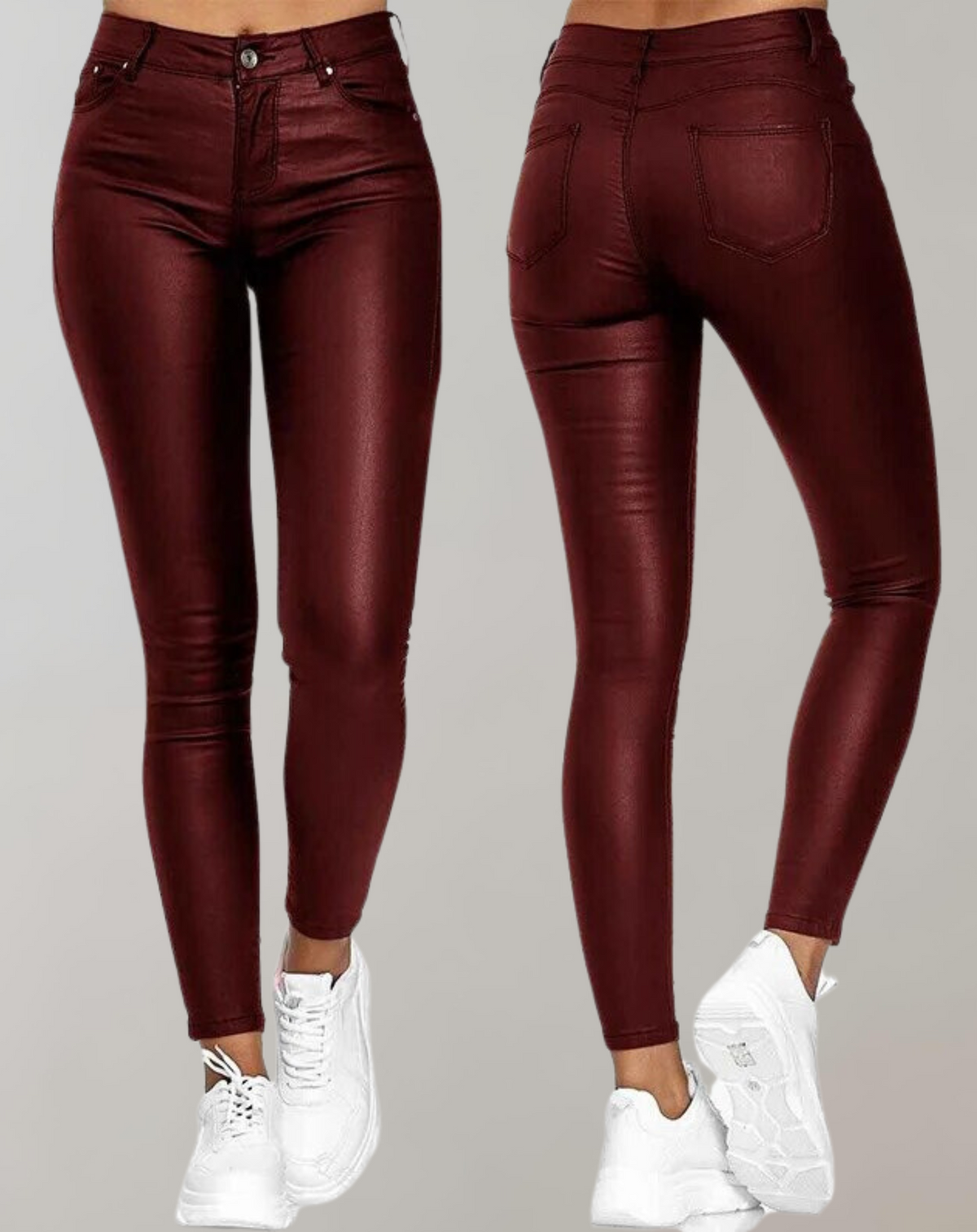 Women's High-Waist Faux Leather Skinny Pants