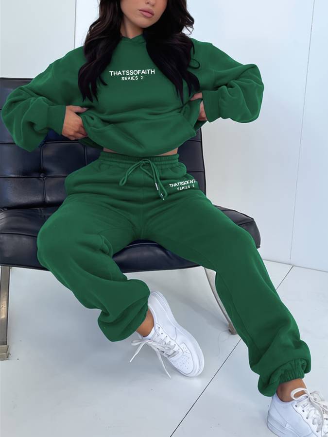 Women's Knit Athleisure Hoodie and Jogger Ensemble