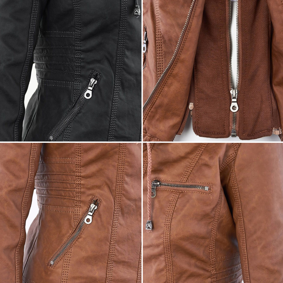 Women's Edgy Hooded Leather Jacket