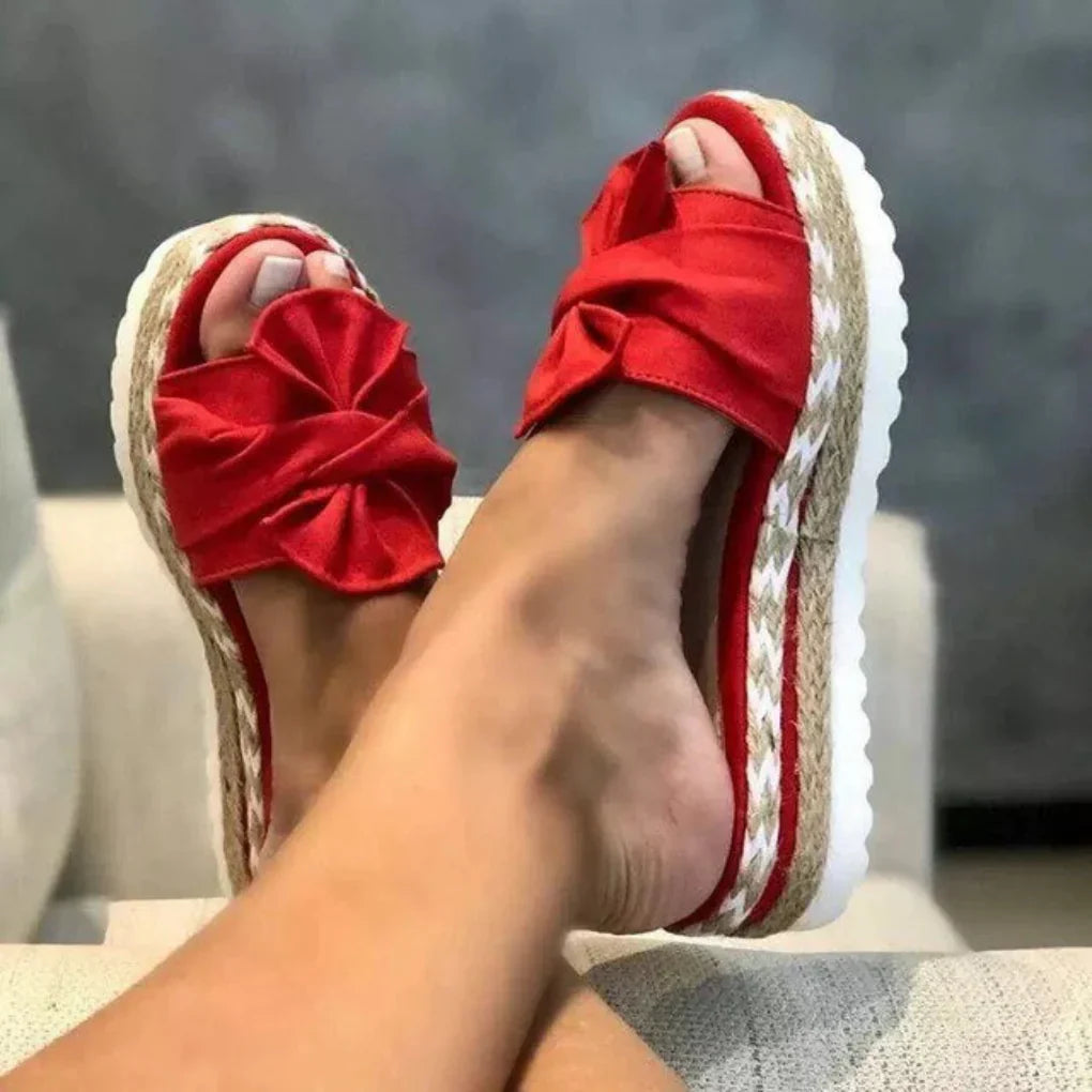 Women's Platform Sandals with Bow Detail