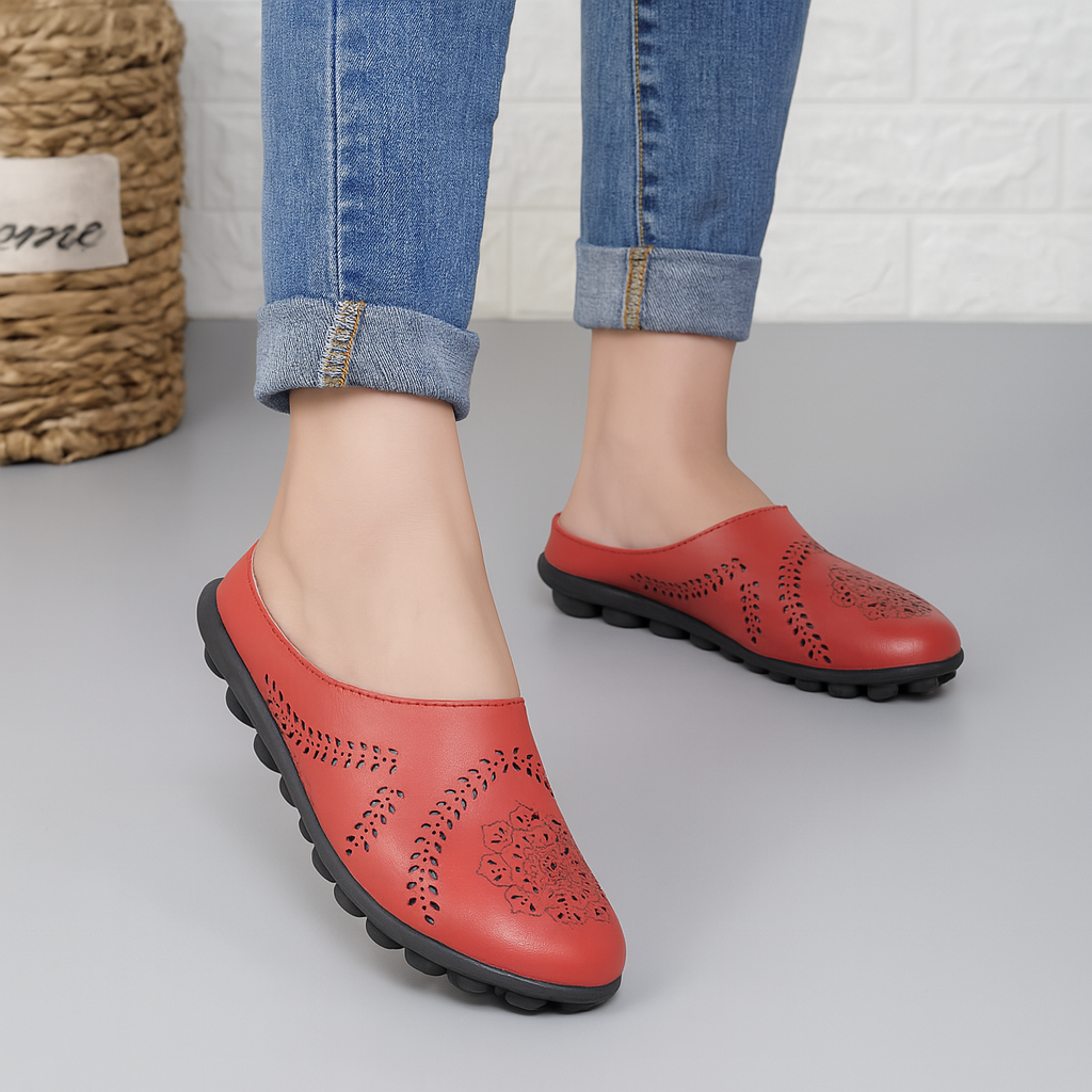 Women's perforated slip-on mules for all-day comfort