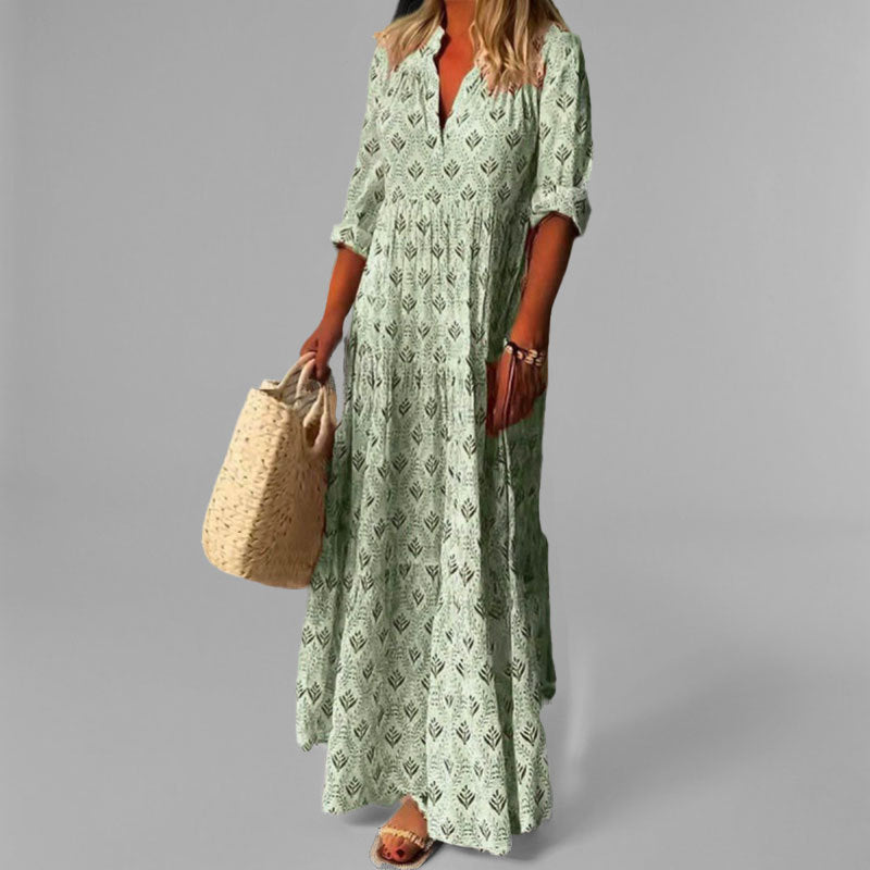 Women's Tiered Maxi Dress with V-Neck