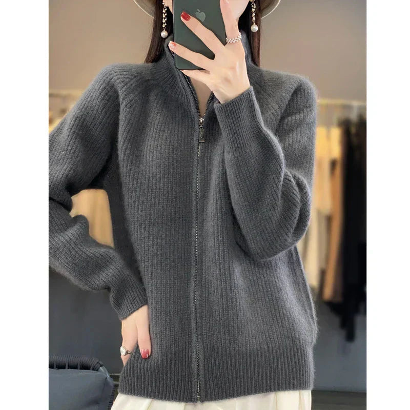 Cozy Zip-Up Knit Cardigan