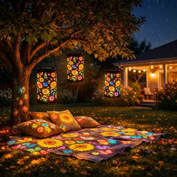 Solar Powered Sunflower Lantern, Colorful Glow Garden Decor