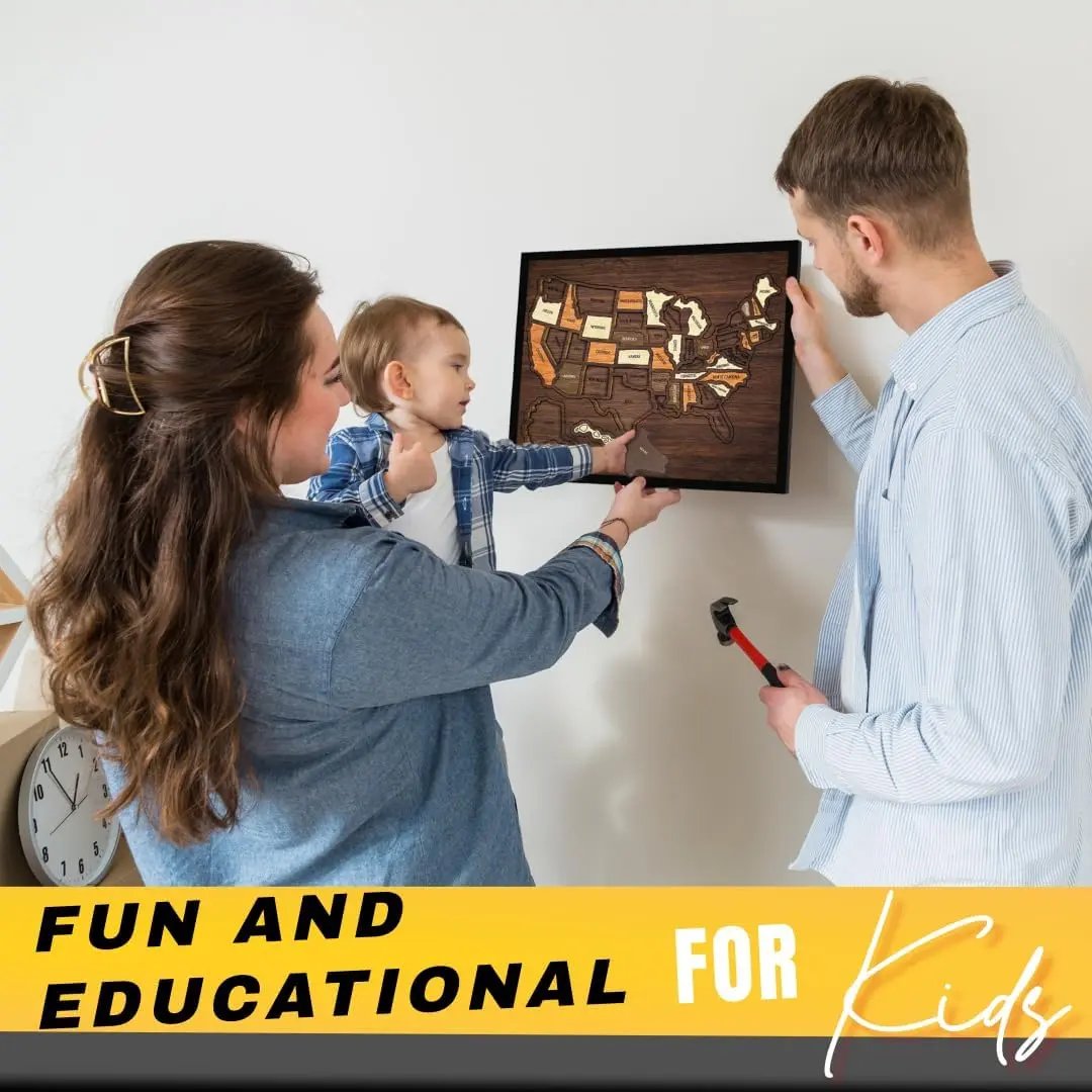 Wooden USA Travel Map PuzzleA Stylish Way to Track Your Journey & Memories