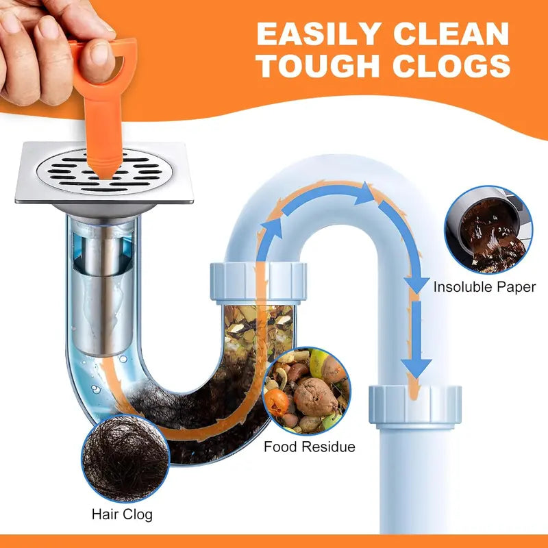 50% OFF NOW! 20.5‑inch Drain Snake – Flexible Durable Hair Clog Remover Tool, Quick Sink Tub Pipe Dredger, Reusable Drain Cleaner Stick for Bathroom Kitchen Sewer Blockages