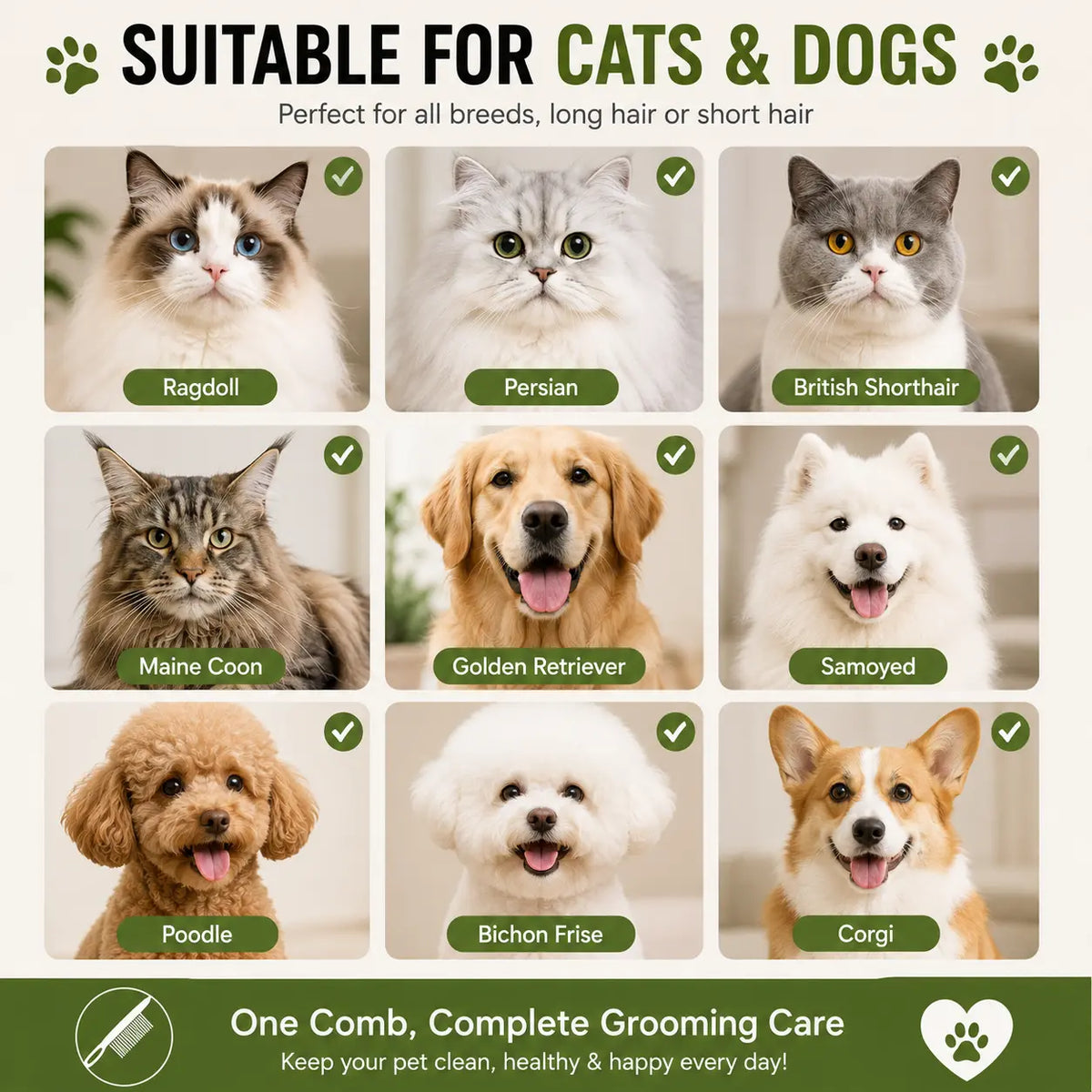 Pet Face Comb Set for Cats & Dogs, 2PCS