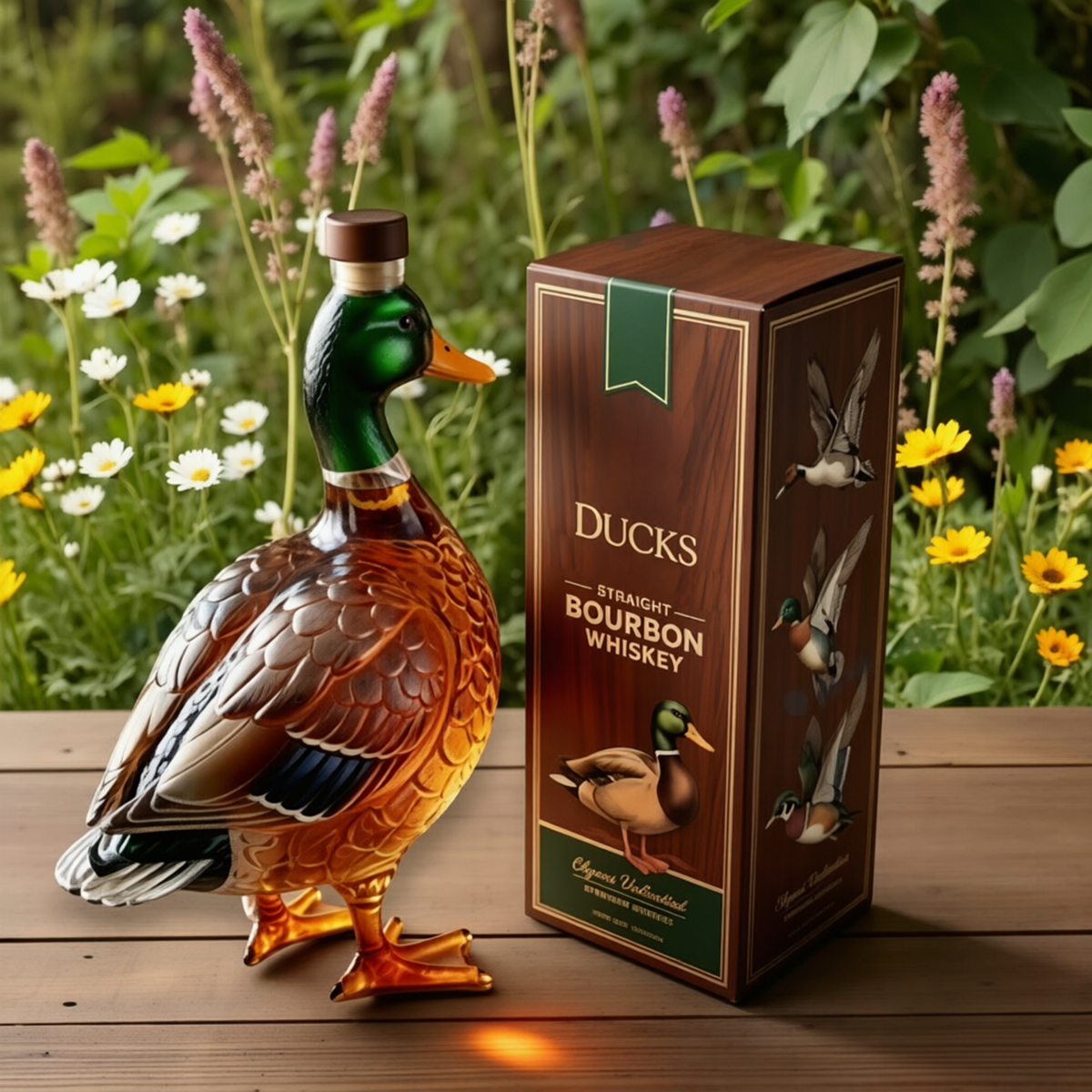 3D Mallard Duck Bourbon Bottle Decor
