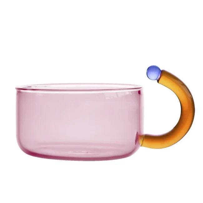 Elegant borosilicate tea set with unique design and vibrant colors – dishwasher safe, cup 80 ml, teapot 400 ml