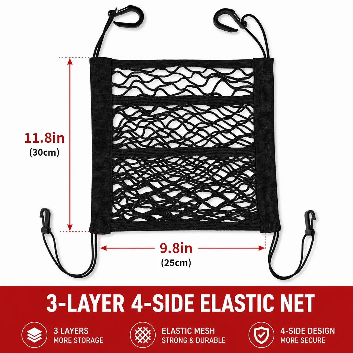Universal 2 Layer Car Seat Net Storage Mesh Organizer Stretchy Fine Cargo Net Hook Pouch Holder