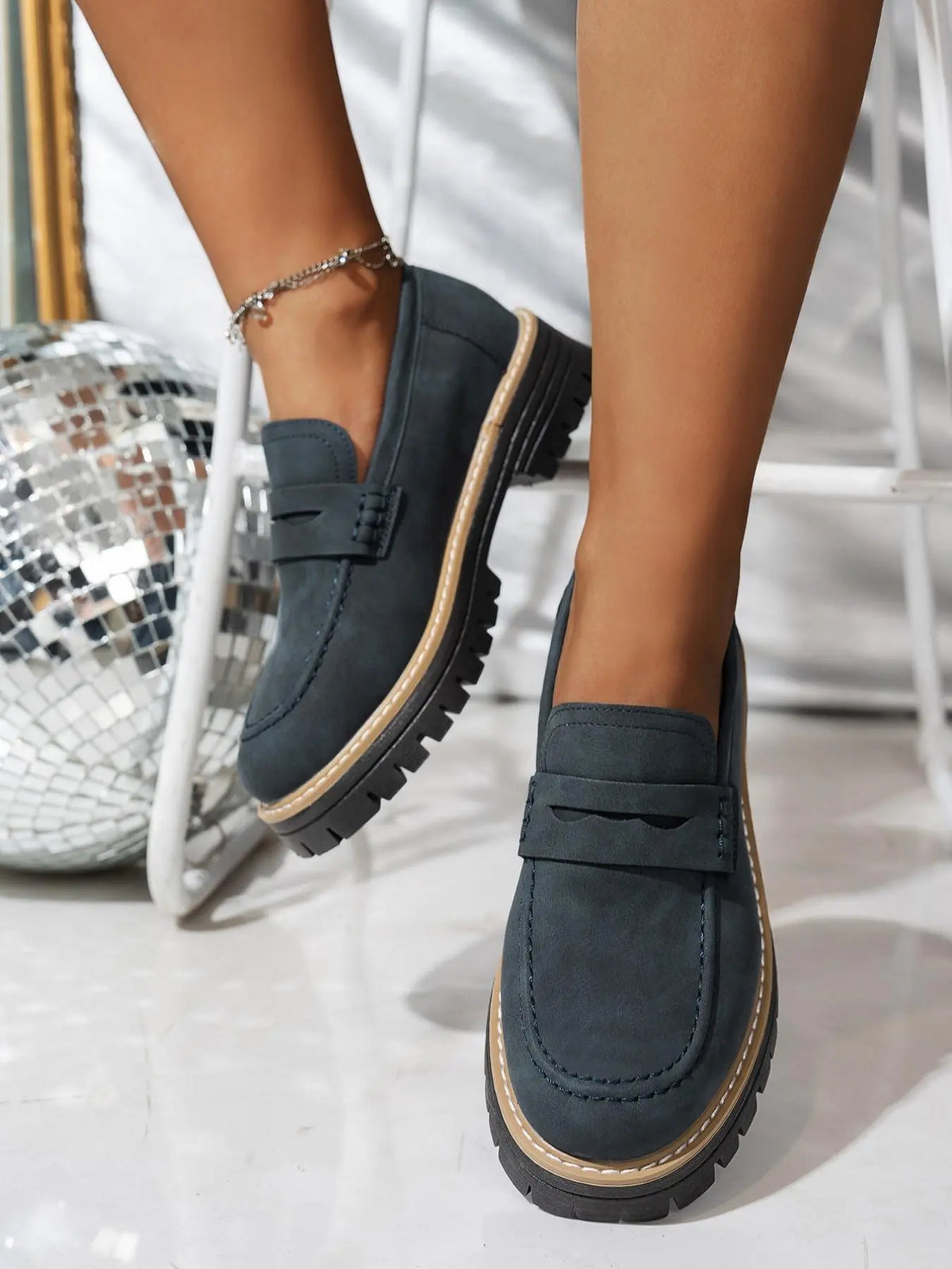 Women's Loafers – Western, Chunky Sole, Slip-On