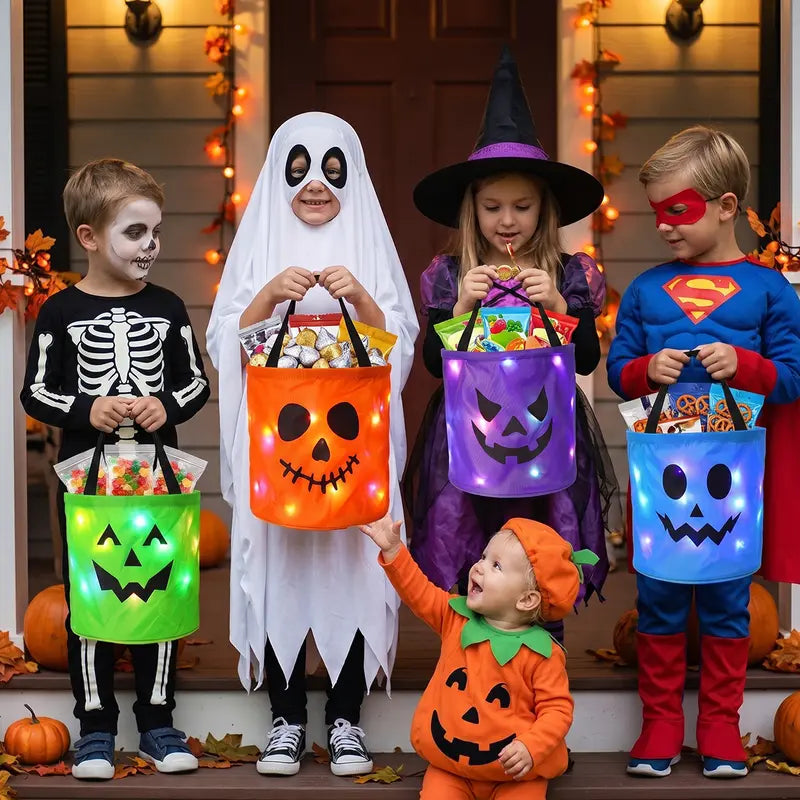 Light Up the Night! 3-Piece LED Halloween Candy Bucket Set