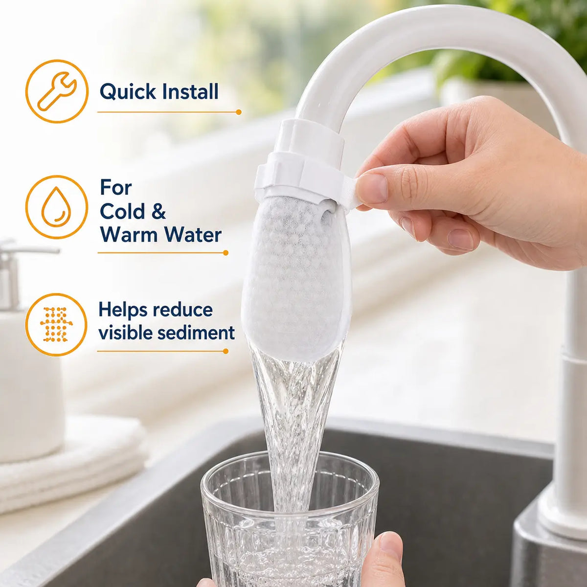 Cotton Faucet Filter Bags – Sink Sediment & Splash Filter