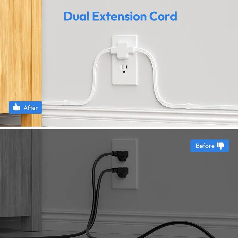 Dual-Head Extension Cord – 6 AC Outlets, 4 USB-A & 2 USB-C Charging Ports