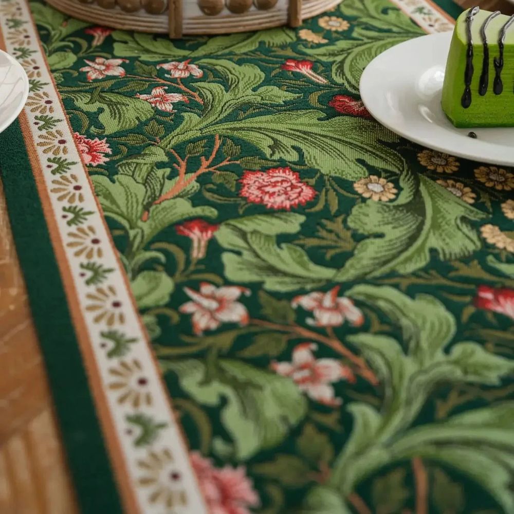 Flora Vine Embroidered Table Runner with Tassels