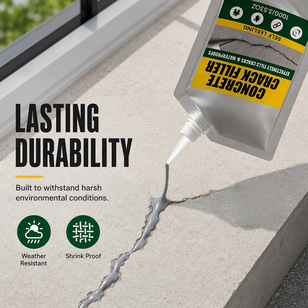Waterproof Concrete Crack Filler for Indoor & Outdoor Use
