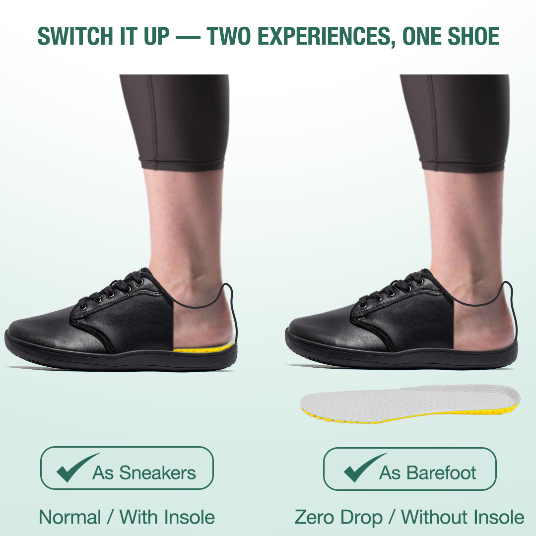 Lorry Vamp Leather Barefoot Shoes - Black