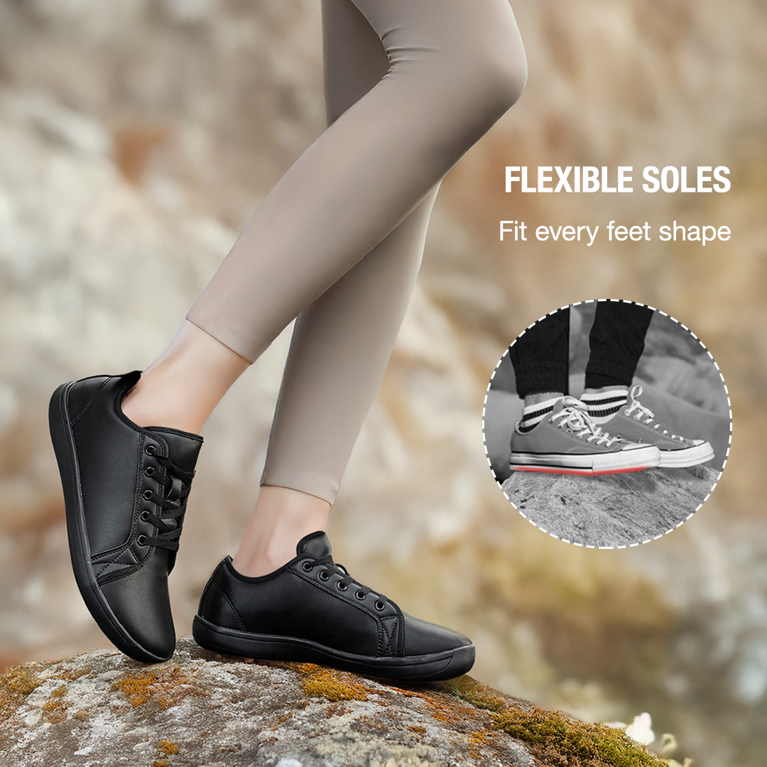 Lorry Vamp Leather Barefoot Shoes - Black