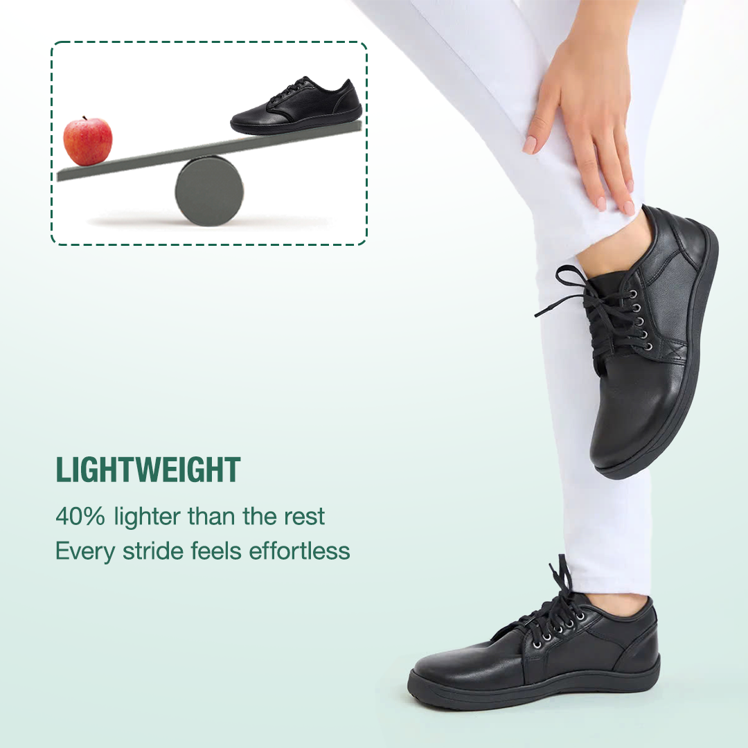 Lorry Vamp Leather Barefoot Shoes - Black