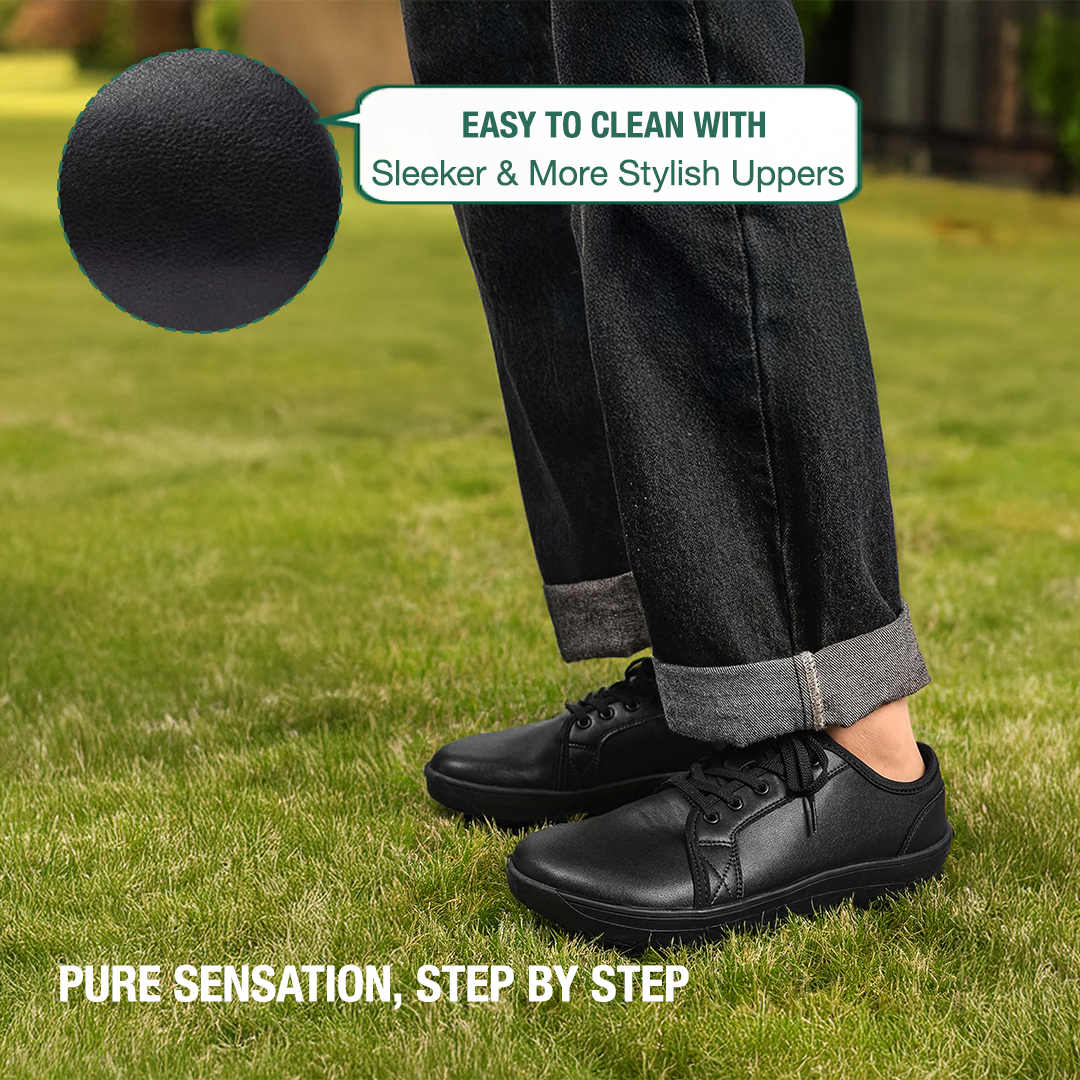 Lorry Vamp Leather Barefoot Shoes - Black