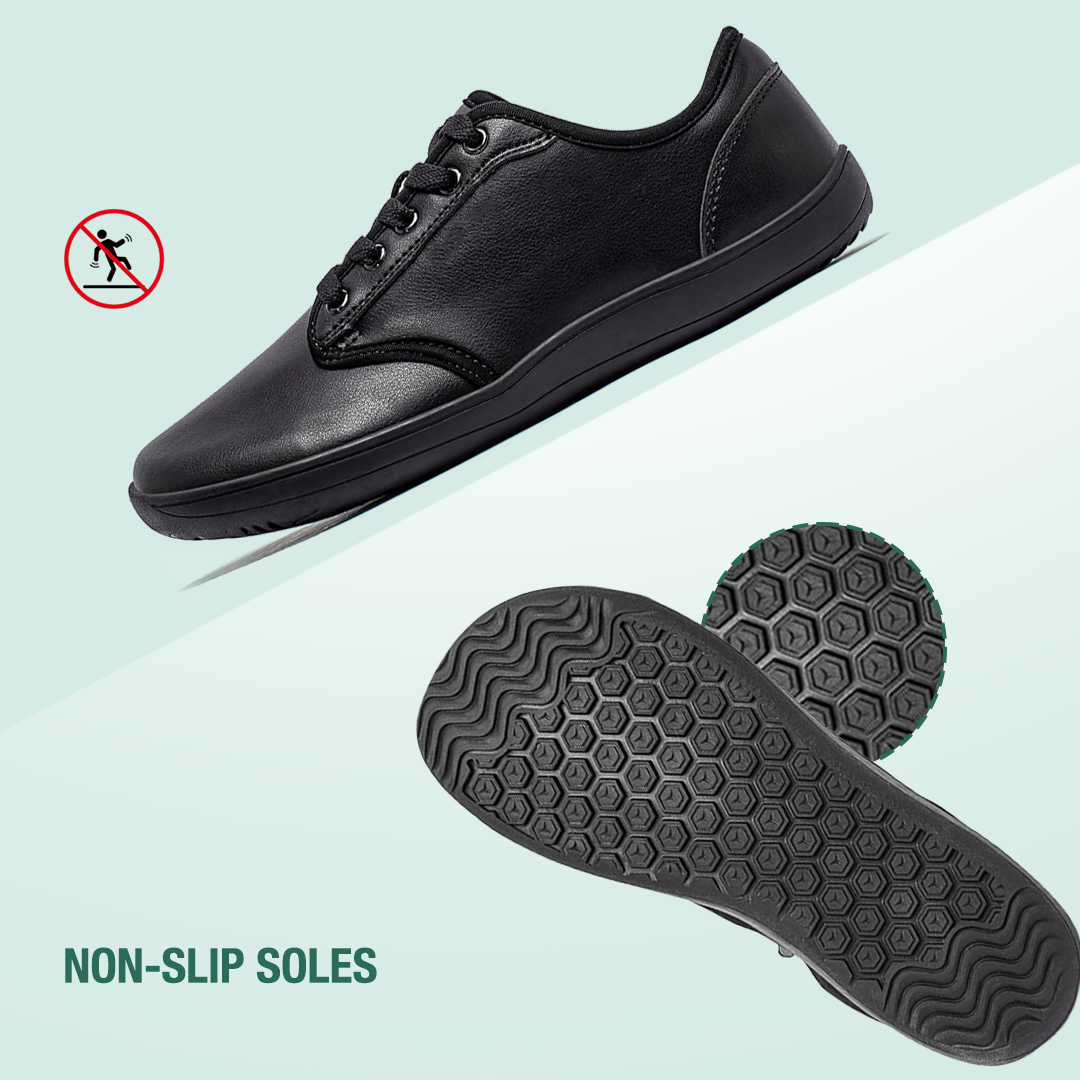 Lorry Vamp Leather Barefoot Shoes - Black