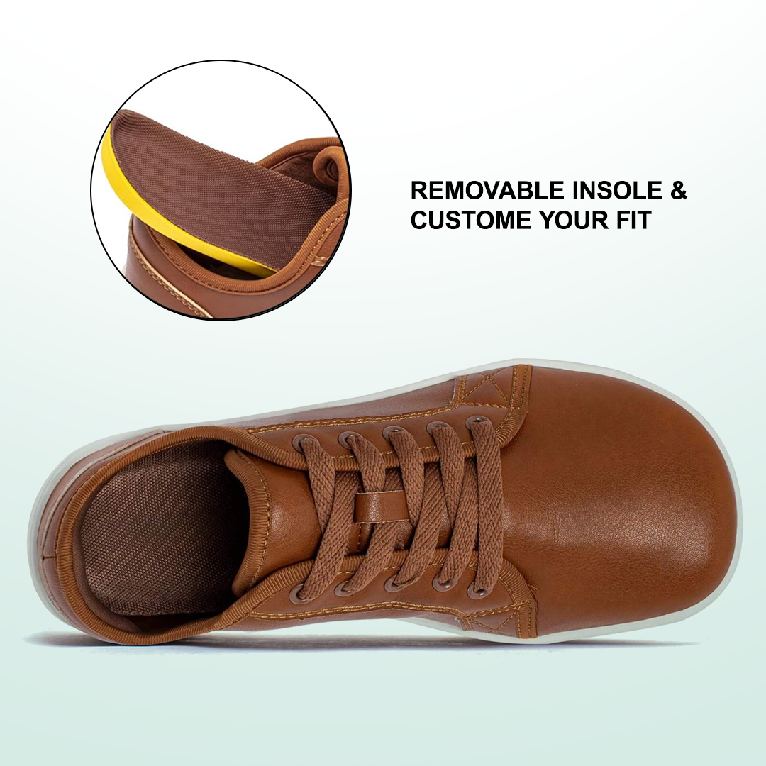 Lorry Vamp Leather Barefoot Shoes - Brown