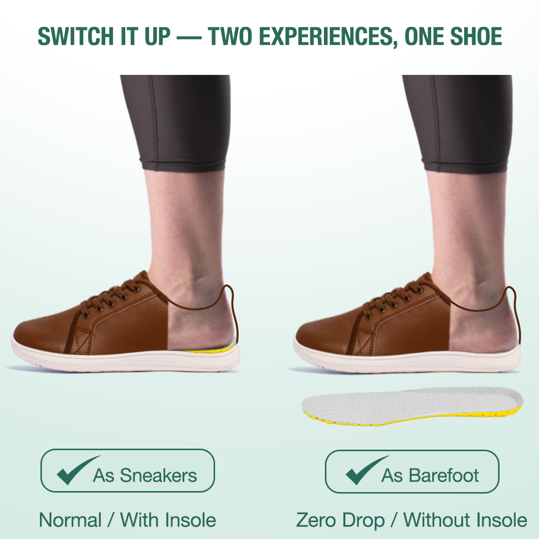 Lorry Vamp Leather Barefoot Shoes - Brown