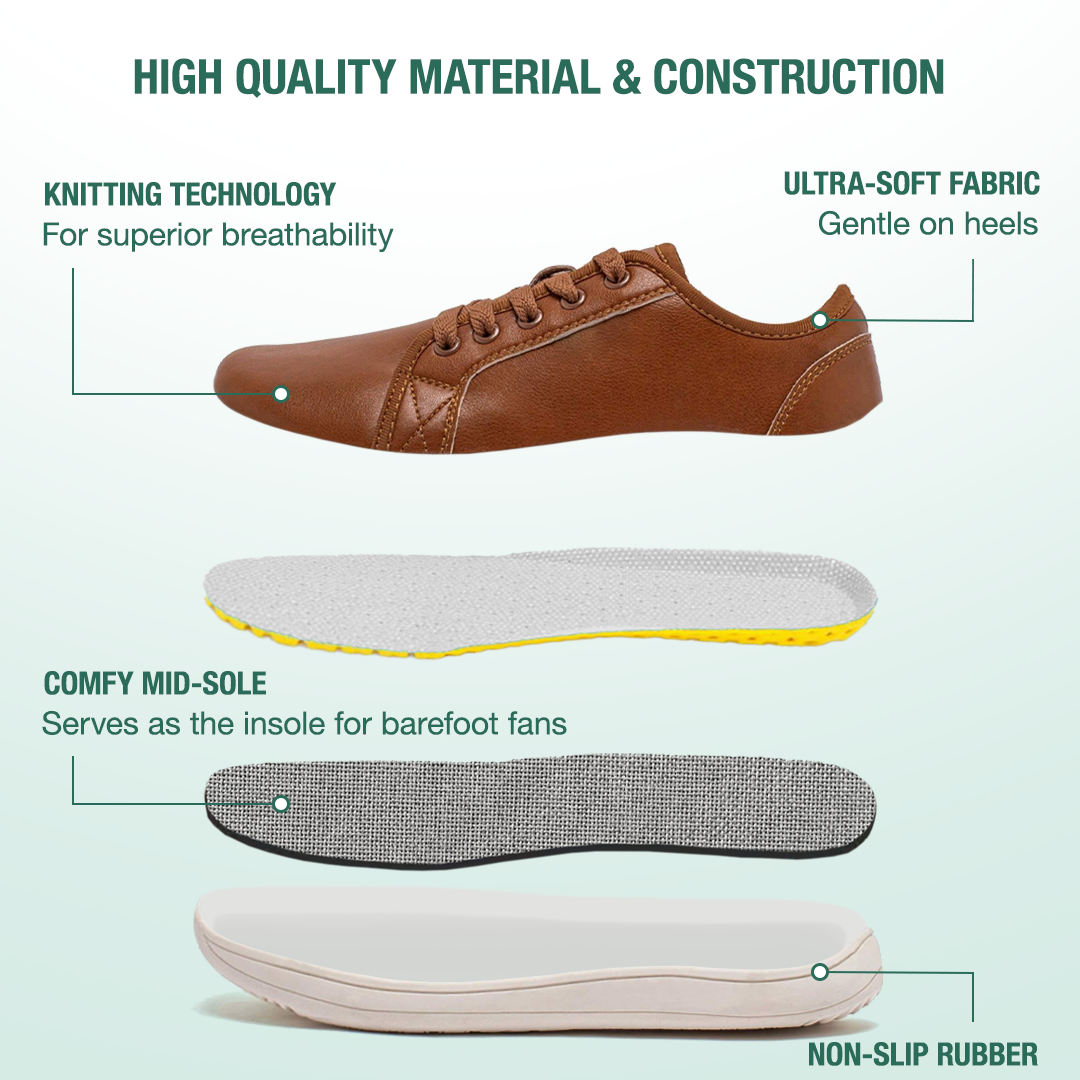 Lorry Vamp Leather Barefoot Shoes - Brown