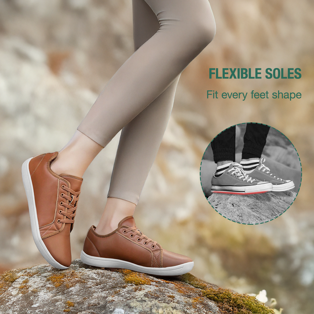 Lorry Vamp Leather Barefoot Shoes - Brown