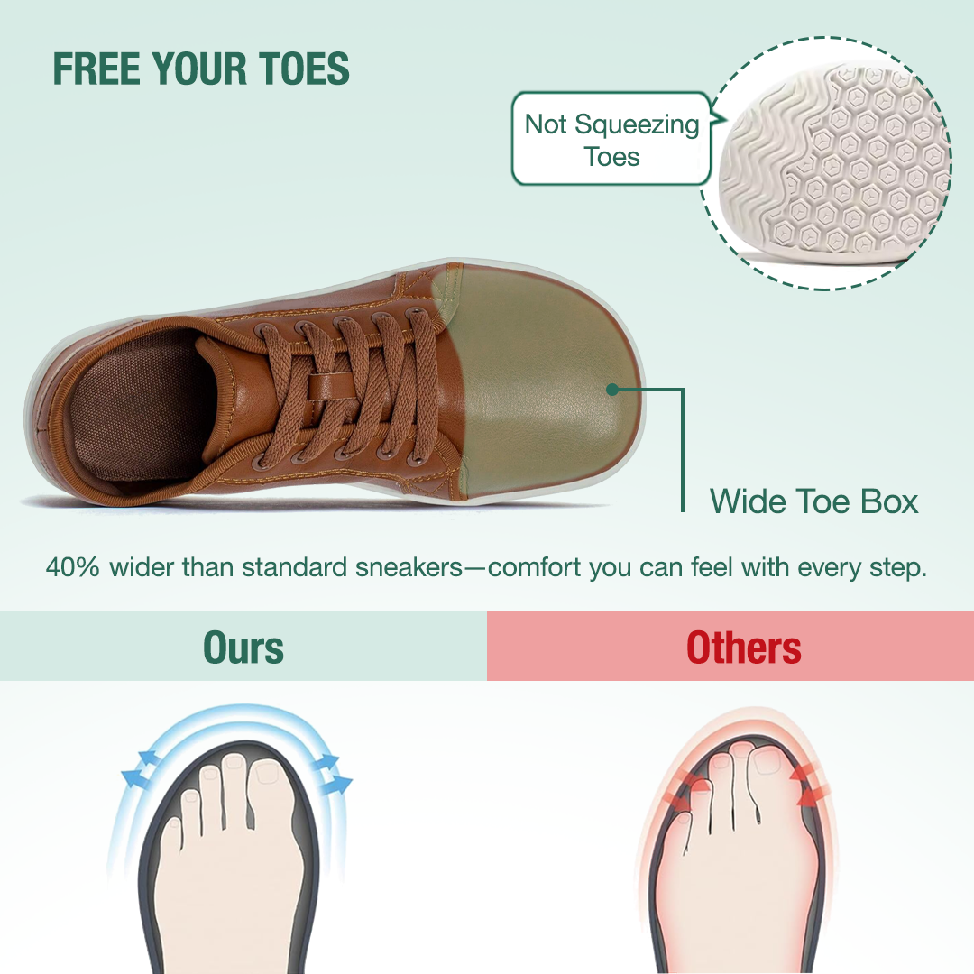 Lorry Vamp Leather Barefoot Shoes - Brown