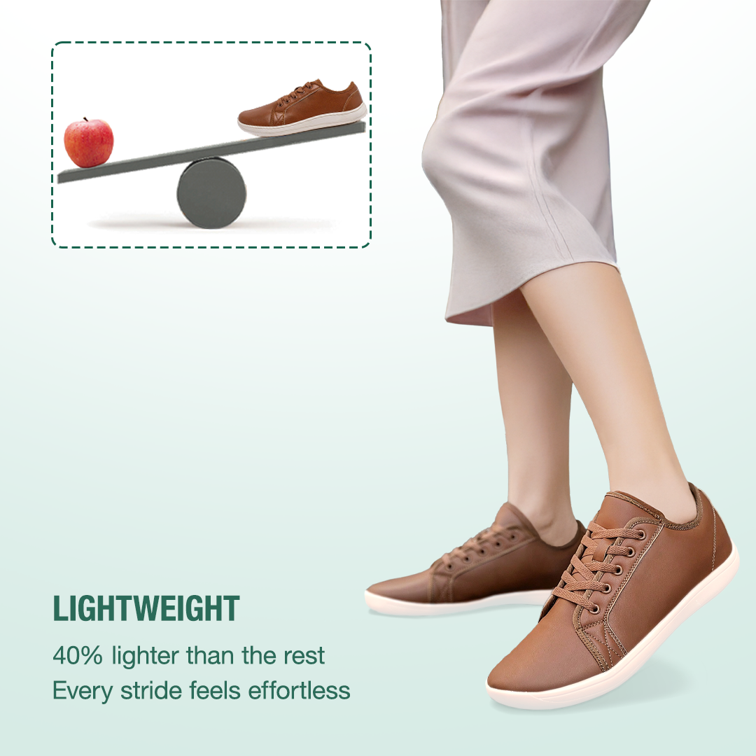 Lorry Vamp Leather Barefoot Shoes - Brown
