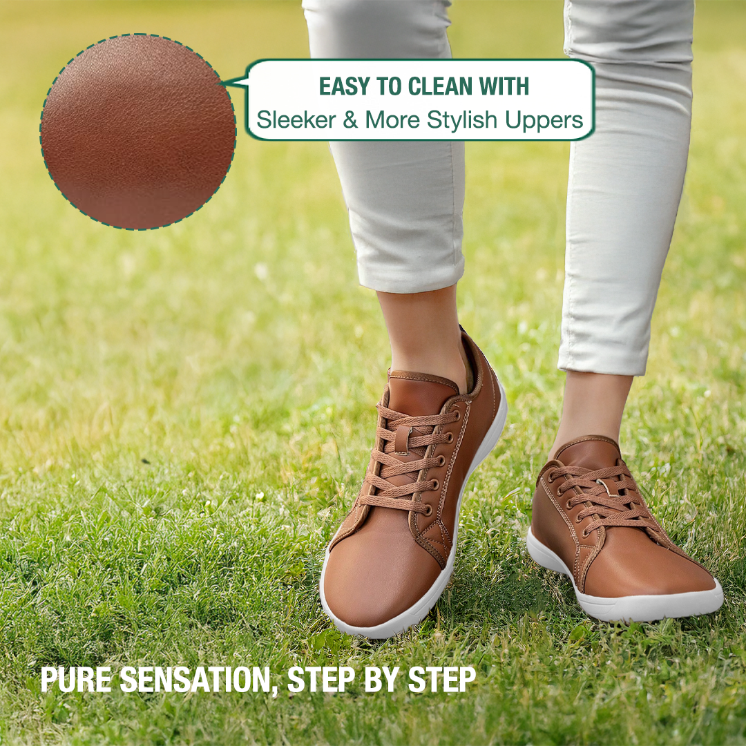Lorry Vamp Leather Barefoot Shoes - Brown