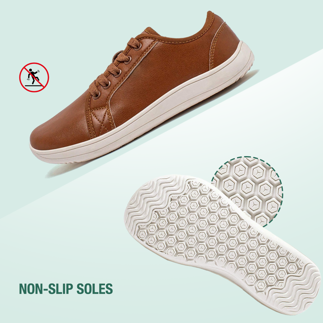 Lorry Vamp Leather Barefoot Shoes - Brown