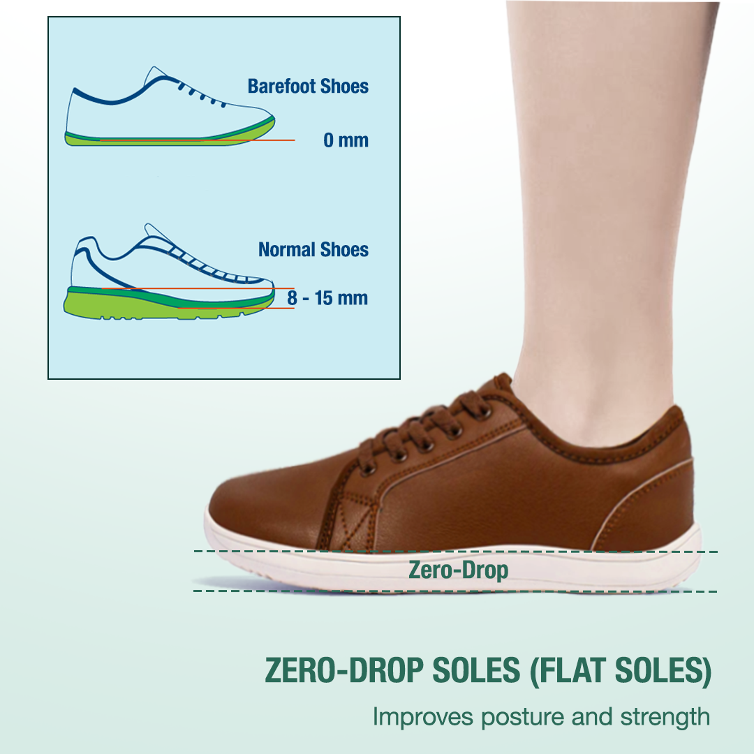 Lorry Vamp Leather Barefoot Shoes - Brown