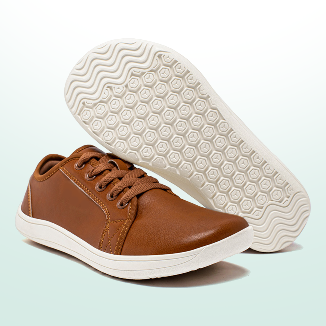 Lorry Vamp Leather Barefoot Shoes - Brown